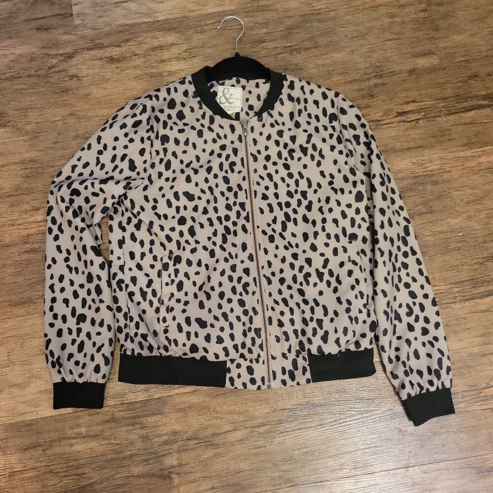 AMPERDAND AVENUE CHEETAH ESSENTIAL BOMBER JACKET WOMENS MED - GUC